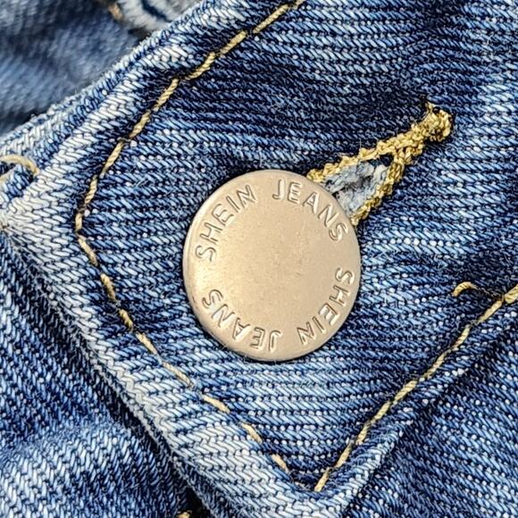Shein Jeans Womens M Blue Mid Rise Wide Leg Stretch Denim Medium Wash Faded - Picture 2 of 12